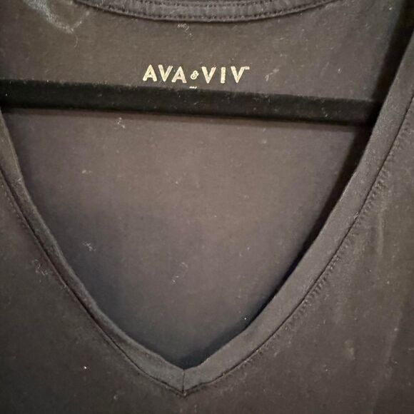 Ava & Viv Women's Black V-Neck Comfortable Oversized Modal T-shirt 2X - EUC - Picture 4 of 5
